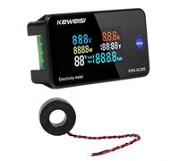 LCD Digital Energy Meters Digital Voltage Current Power Monitor for 50-300VAC 0-100A Energy Meter with Color LCD Display, Timing Function, Temperature & Humidity Readout