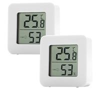 LCD Digital Hygrometer Thermometer, 2 Pcs Mini Digital Wall Mounted Room Temperature Monitor with Smiley Self-adhesive Indoor Temperature Humidity Monitor for Greenhouse Bedroom Baby Warehouse Cigar