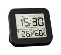 LCD Digital Hygrothermograph Humidity and Temperature Meter with Clock, Timer, Dual Alarms, Backlight (Black)