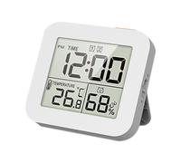 LCD Digital Hygrothermograph Humidity and Temperature Meter with Clock, Timer, Dual Alarms, Backlight (White)