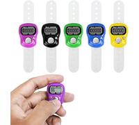LCD Digital Tally Counter with Finger Ring Electronic Security Tasbeeh Trending Fidget Toy, Adjustable Knit Timer Beads for Islam Muslim Prayer Golf Scoring,Recording (1, PINK)