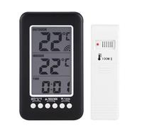LCD Digital Wireless Indoor Outdoor Thermometer with Large Display, Temperature Monitor Clock, Weather Station
