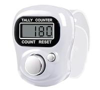 LCD Display Digital Finger Tally Counter Clicker, Electronic Stitch Counters for Knitting, Crochet Row Counter Ring, Plastic Mini Manual Clicker Counters for Golf, Goods Counting, Lap, Knitting White