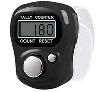 LCD Display Digital Finger Tally Counter Clicker, Electronic Stitch Counters for Knitting, Crochet Row Counter Ring, Plastic Mini Manual Clicker Counters for Golf, Goods Counting, Lap, Knitting Black