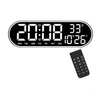 LCD Display Wall Clock with Remote Control for Easy Time Management and Customizable Brightness Levels (White light)