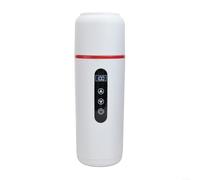 LCD Electric Car Kettle 500ml Travel Mug for Hot Beverages Compatible with 5V USB and 12V/24V (White)