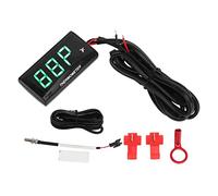 LCD Motorcycle Thermometer Ultra Thin Digital Water Temp Meter with 10MM Sparking Plug Adapter DC12V Universal for Motorcycles (Verde)