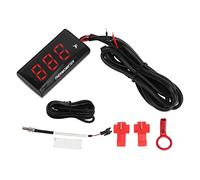 LCD Motorcycle Thermometer Ultra Thin Digital Water Temp Meter with 10MM Sparking Plug Adapter DC12V Universal for Motorcycles (Rojo)