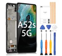 LCD Screen for Samsung Galaxy A52s 5G SM-A528B SM-A528B/DS LCD Display Touch Digitizer Glass Assembly Replacement with Repair Kit (6.5 Inches, Black with Frame, No Fingerprint Unlocking)