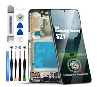LCD Screen Replacement Touch Digitizer Display Assembly with Frame for Samsung Galaxy S21 4G / 5G G990 G991 SM-G991 SM-G991B SM-G991U SM-G991W with Repair Parts Kits(Black, No Fingerprint)