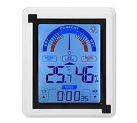 LCD Touch Screen Weather Clock, Digital Temperature Humidity Meter Thermometer Hygrometer, Large Backlit Display with Trend Indicators, Comfort Level Alert for Home Office Use