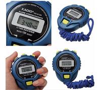 LCD Watch Timer Alarm Odometer Counter Digital Sport Stopwatch Chronograph Leather Strap (Blue, One Size)