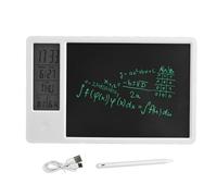 LCD Writing Tablet, 10 Inch Rechargeable Electronic Doodle Board with Digital Clock Calendar, Temperature and Humidity Display, One Key Erase, for Office Business Home (White)