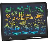 LCD Writing Tablet,16 Inch Colorful Screen Rechargeable Doodle Board Toddler Educational Toys for 3 4 5 6 Years Old Boys Girls Reusable Portable Drawing Tablet Christmas Toys Gifts for Kids (Black)
