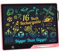 LCD Writing Tablet,16 Inch Colorful Screen Rechargeable Doodle Board Toddler Educational Toys for 3 4 5 6 Years Old Boys Girls Reusable Portable Drawing Tablet Christmas Toys Gifts for Kids (Pink)