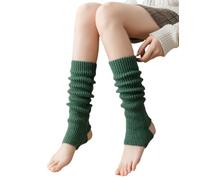 LCDIUDIU 2 Pairs Leg Warmers for Women, Long Knitted Stirrup Dance Ballet Legwarmers Footless Knee Leg Warmer anklewarmers Trendy Autumn Winter Boots Cuff Yoga Accessories,2 pairs forest green
