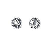 LCDIUDIU 925 Sterling Silver Earring Stud, Retro Distressed Round Aztec Totem Sun Moon Asymmetry Small Studs Hypoallergenic Ethnic Earrings Jewelry Gift for Women Men Silver