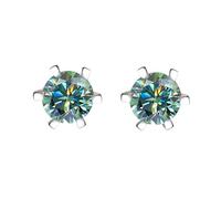 LCDIUDIU 925 Sterling Silver Earrings Studs, Small Round 5Mm Clear Cut Zircon Hypoallergenic Studs Birthstone Earrings Gem Jewelry Gift for Women Wife Mom Green