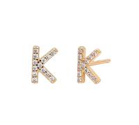 LCDIUDIU 925 Sterling Silver Initials Small Earrings, 18K Gold Plated Hypoallergenic 26 Letter A-Z Initial Earrings for Women 5A Zirconia Jewellery Gifts Birthday Valentine'S Day Gold K