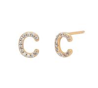LCDIUDIU 925 Sterling Silver Initials Small Earrings, 18K Gold Plated Hypoallergenic 26 Letter A-Z Initial Earrings for Women 5A Zirconia Jewellery Gifts Birthday Valentine'S Day Gold C