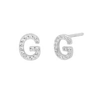 LCDIUDIU 925 Sterling Silver Initials Small Earrings, 18K Gold Plated Hypoallergenic 26 Letter A-Z Initial Earrings for Women 5A Zirconia Jewellery Gifts Birthday Valentine'S Day Silver G