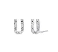 LCDIUDIU 925 Sterling Silver Initials Small Earrings, 18K Gold Plated Hypoallergenic 26 Letter A-Z Initial Earrings for Women 5A Zirconia Jewellery Gifts Birthday Valentine'S Day Silver U