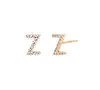 LCDIUDIU 925 Sterling Silver Initials Small Earrings, 18K Gold Plated Hypoallergenic 26 Letter A-Z Initial Earrings for Women 5A Zirconia Jewellery Gifts Birthday Valentine'S Day Gold Z