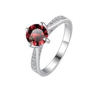 LCDIUDIU 925 Sterling Silver Moissanite Rings for Women, 1Ct Round Cut Olive Green Moissanite Promise Ring Finger Circlet Thumb Band Gemstone Jewelry Gift with Wedding Birthday Red