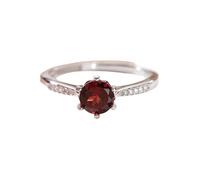 LCDIUDIU 925 Sterling Silver Rings for Women,Brilliant Cut Natural Gemstone Genuine Sky Blue Topaz Ruby Ring for Women Silver Cz Band Statement Eternity Thumb Band with Her Gift Natural Garnet