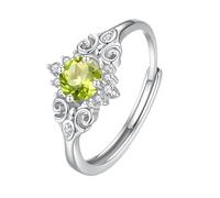 LCDIUDIU 925 Sterling Silver Rings for Women,Brilliant Cut Natural Gemstone Solitaire Ring for Women Silver Heart Celtic Knot Band Adjustable Eternity Anniversary Engagement Wedding Band for Her Per