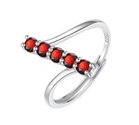 LCDIUDIU 925 Sterling Silver Rings for Women,Genuine Tanzanite Rings for Women Girls Silver Half Eternity Wrap Finger Band Adjustable Engagement Anniversary Promise Wedding Band for Her Ruby