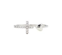 LCDIUDIU 925 Sterling Silver Rings for Women,Heart Of Jesus Cross Ring for Women Girls Cubic Zirconia Band Open Adjustable Statement Band Amulet Jewelry God'S Love for Teens Gifts Silver