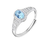 LCDIUDIU 925 Sterling Silver Rings for Women,Oval Cut Natural Topaz Citrine Red Ruby Halo Engagement Ring for Women Cubic Zirconia Band Adjustable Anniversary Wedding Promise Band with Her Topaz