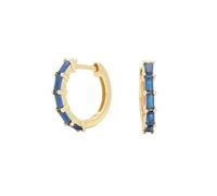 LCDIUDIU 925 Sterling Silver Sleeper Small Hoop Earrings, 18K Gold Plated Hypoallergenic Huggies Earrings with Obsidian Turquoise Zircon Elegant Cartilage Jewelry Gift Blue Gold