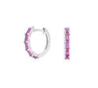 LCDIUDIU 925 Sterling Silver Sleeper Small Hoop Earrings, 18K Gold Plated Hypoallergenic Huggies Earrings with Obsidian Turquoise Zircon Elegant Cartilage Jewelry Gift Red Corundum Silver