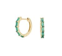 LCDIUDIU 925 Sterling Silver Sleeper Small Hoop Earrings, 18K Gold Plated Hypoallergenic Huggies Earrings with Obsidian Turquoise Zircon Elegant Cartilage Jewelry Gift Green Gold