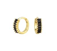 LCDIUDIU 925 Sterling Silver Sleeper Small Hoop Earrings, Hypoallergenic 18K Gold Plated Huggies Earrings with Square Zircon Elegant Cartilage Jewelry Gift for Birthday Valentine'S Day Gold Black Zi