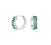 LCDIUDIU 925 Sterling Silver Sleeper Small Hoop Earrings, Hypoallergenic 18K Gold Plated Huggies Earrings with Square Zircon Elegant Cartilage Jewelry Gift for Birthday Valentine'S Day Silver Green