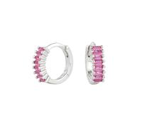 LCDIUDIU 925 Sterling Silver Sleeper Small Hoop Earrings, Hypoallergenic 18K Gold Plated Huggies Earrings with Square Zircon Elegant Cartilage Jewelry Gift for Birthday Valentine'S Day Silver Red Zi