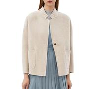 LCDIUDIU Cropped Trench Coat Womens Wool, Beige Long Sleeves Open Front Invisible Button Cardigan Jacket Fall Winter Warm Elegant Overcoat with Pocket Beige L