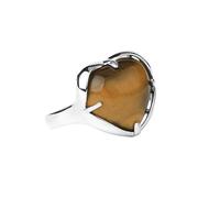 LCDIUDIU Heart Shaped Stone Ring, Silver Setting Black Obsidian Gemstone Rings Open Adjustable Finger Circlet Thumb Band Jewelry Gift for Her Girlfriend Wife Mom Tiger Eye Stone