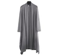 LCDIUDIU Ladies Cardigans,Women'S Long Chiffon Bikini Cover Up Casual Plain Beach Blouses Sheer Mesh Cardigans Kimono Cardigan Summer Lightweight Plus Size Long Sleeve Beachwear Poncho,Light Grey,L
