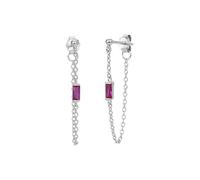 LCDIUDIU Long Dangle Sterling Silver 925 Ladies Earrings, 18K Gold Plated Hypoallergenic Dangle Chain Stud with Square Zircon Jewellery Gifts for Birthday Valentine'S Day Silver Red Corundum