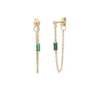 LCDIUDIU Long Dangle Sterling Silver 925 Ladies Earrings, 18K Gold Plated Hypoallergenic Dangle Chain Stud with Square Zircon Jewellery Gifts for Birthday Valentine'S Day Gold Green Zircon