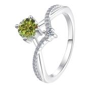 LCDIUDIU Moissanite Engagement Rings 925 Sterling Silver Ring, Crown Heart Zircon Inlay 1Ct Cut Moissanite Promise Rings Finger Circlet Thumb Band Gemstone Jewelry Gift for Wedding Olive Green