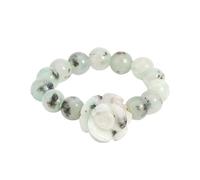 LCDIUDIU Natural Stone Beaded Stretch Stackable Ring 5Mm, Reiki Black Obsidian Rose Flowers Round Beads Energy Gem Finger Circlet Thumb Band Jewelry Gift for Girlfriend Wife Kiwi Jasper