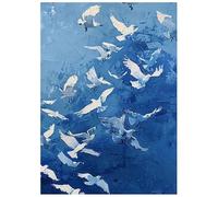 LCDIUDIU Oil Paintings On Canvas Hand Painted, Abstract Blue Texture Peace Dove Artwork Modern Unframed Wall Art for Living Room Office Home Decor 150X220Cm(60X88Inch)