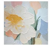 LCDIUDIU Oil Paintings On Canvas, Modern Colorful Abstract Blooming Flowers Hand Painted Texture Artwork Unframed Wall Art for Living Room Bedroom Office Home Decor 150X150Cm(60X60Inch)