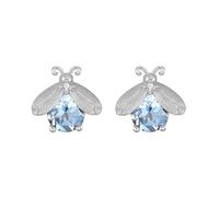 LCDIUDIU Silver Earrings for Women 925 Sterling Silver Studs, Cute Firefly With Cut Zirconia Hypoallergenic Earrings Birthstone Gem Luxury Jewelry Gift for Women Girls Blue