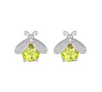 LCDIUDIU Silver Earrings for Women 925 Sterling Silver Studs, Cute Firefly With Cut Zirconia Hypoallergenic Earrings Birthstone Gem Luxury Jewelry Gift for Women Girls Olive Green